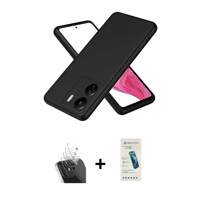 MARSİLYAN™- Redmi 13C Kılıf Kozmos Yansıma Özel Seri - Şeffaf Pasifik Cam Ekran Koruyucu + Kamera Lens Koruma Cam - SF