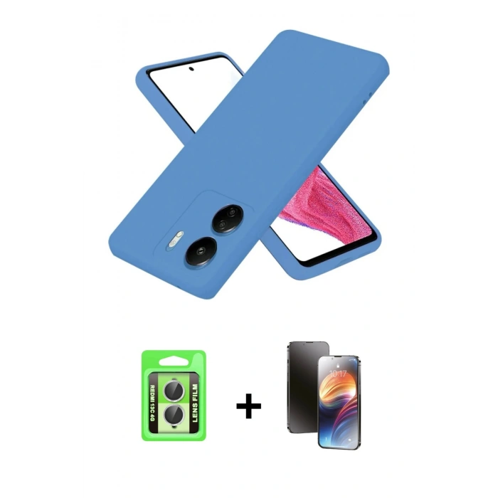 MARSİLYAN™- Redmi 13C Kılıf Kozmos Yansıma Özel Seri - Siyah 3D Antistatik Mat Seramik Nano Ekran Koruyucu + Raze Metal Kamera Lens - GS