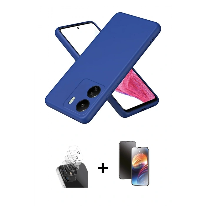 MARSİLYAN™- Redmi 13C Kılıf Kozmos Yansıma Özel Seri - Siyah 3D Antistatik Mat Seramik Nano Ekran Koruyucu + Kamera Lens Koruma Cam - SF