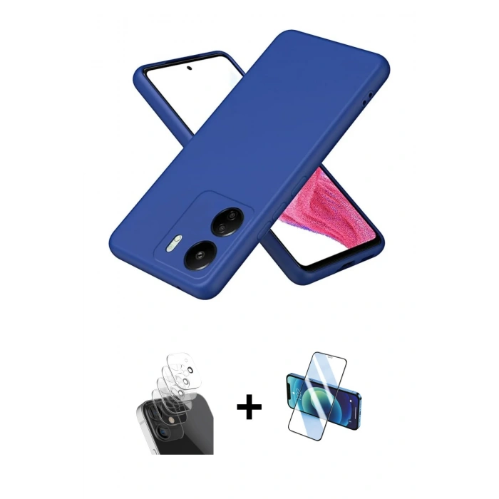 MARSİLYAN™- Redmi 13C Kılıf Kozmos Yansıma Özel Seri - Siyah 3D Antistatik Seramik Nano Ekran Koruyucu + Kamera Lens Koruma Cam - SF