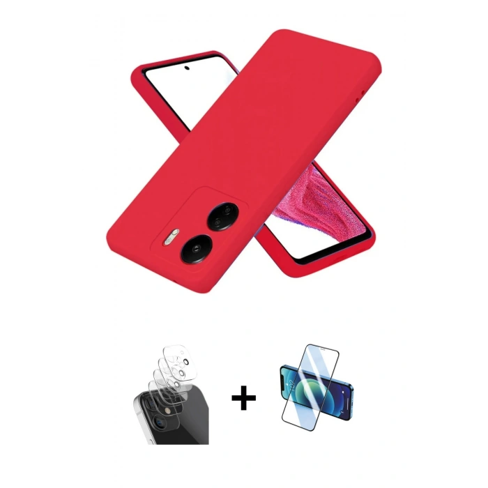 MARSİLYAN™- Redmi 13C Kılıf Kozmos Yansıma Özel Seri - Siyah 3D Antistatik Seramik Nano Ekran Koruyucu + Kamera Lens Koruma Cam - SF