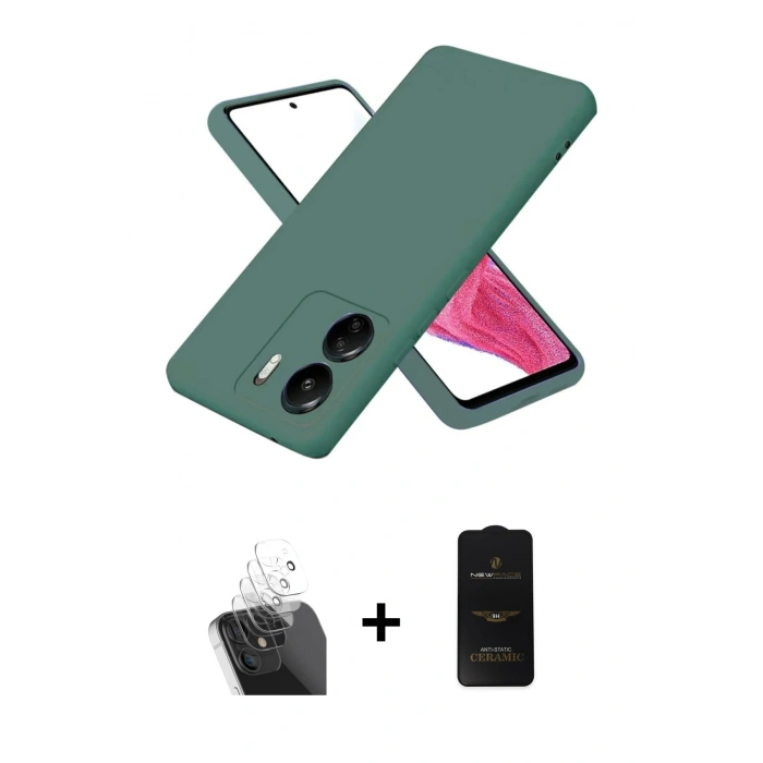 MARSİLYAN™- Redmi 13C Kılıf Kozmos Yansıma Özel Seri - Siyah 6D Antistatik Mat Seramik Hayalet Nano Ekran Koruyucu + Kamera Lens Koruma Cam - SF