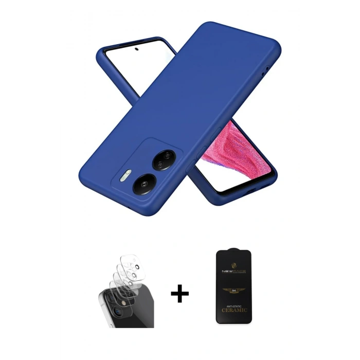 MARSİLYAN™- Redmi 13C Kılıf Kozmos Yansıma Özel Seri - Siyah 6D Antistatik Mat Seramik Hayalet Nano Ekran Koruyucu + Kamera Lens Koruma Cam - SF