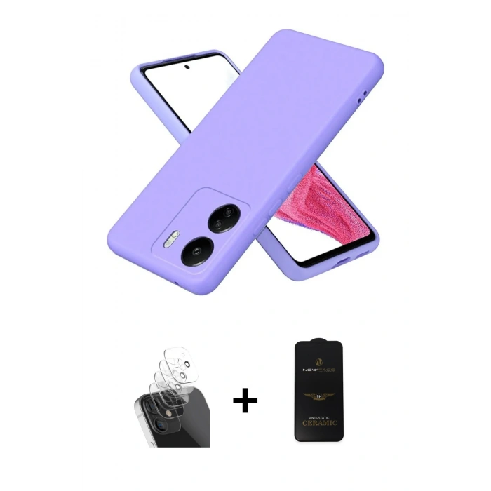 MARSİLYAN™- Redmi 13C Kılıf Kozmos Yansıma Özel Seri - Siyah 6D Antistatik Mat Seramik Hayalet Nano Ekran Koruyucu + Kamera Lens Koruma Cam - SF