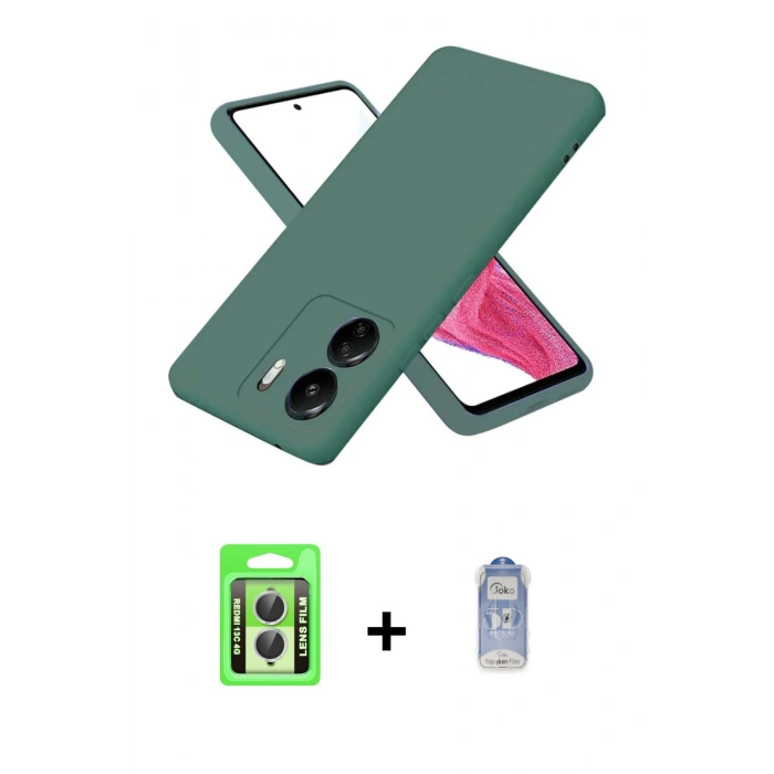 MARSİLYAN™- Redmi 13C Kılıf Kozmos Yansıma Özel Seri - Siyah Joko Magic 5D Cam + Raze Metal Kamera Lens - GS