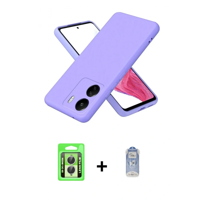 MARSİLYAN™- Redmi 13C Kılıf Kozmos Yansıma Özel Seri - Siyah Joko Magic 5D Cam + Raze Metal Kamera Lens - GS