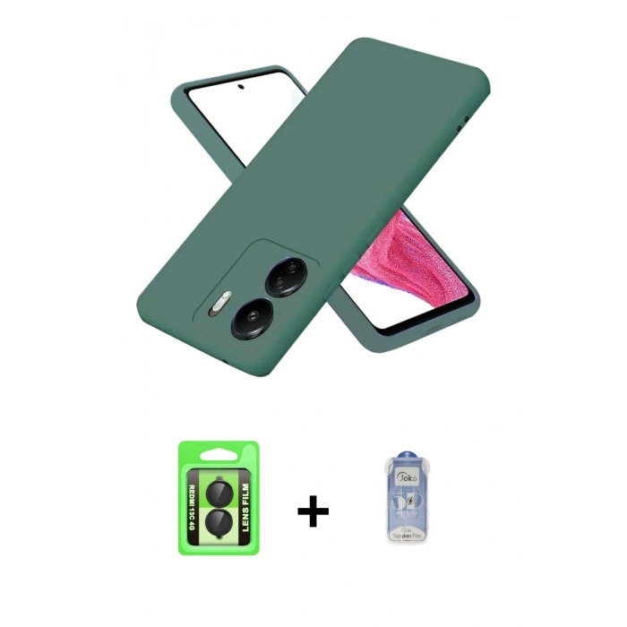 MARSİLYAN™- Redmi 13C Kılıf Kozmos Yansıma Özel Seri - Siyah Joko Magic 5D Cam + Raze Metal Kamera Lens - SH