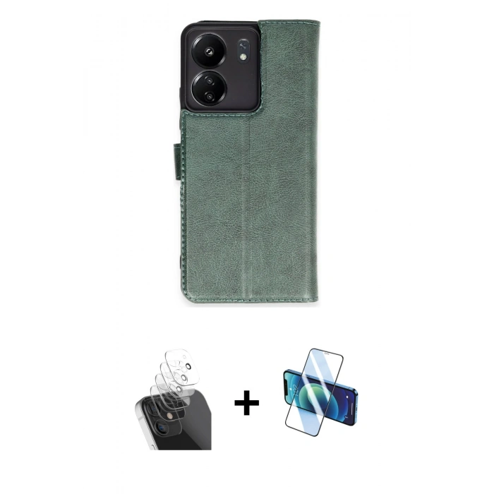 MARSİLYAN™- Redmi 13C Kılıf Siluet Işık Serisi - Siyah 3D Antistatik Cam Ekran Koruyucu + Kamera Lens Koruma Cam - SF