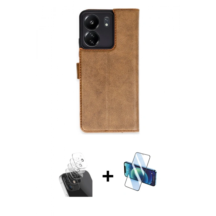 MARSİLYAN™- Redmi 13C Kılıf Siluet Işık Serisi - Siyah 3D Antistatik Seramik Nano Ekran Koruyucu + Kamera Lens Koruma Cam - SF