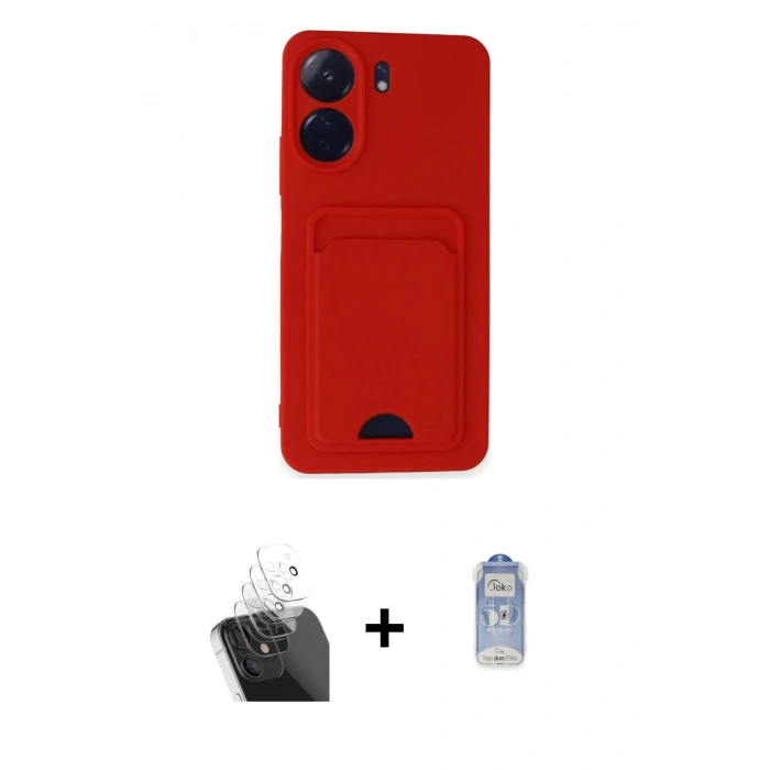MARSİLYAN™- Redmi 13C Kılıf Vadi Çizgi Prime - Siyah Joko Magic 5D Cam + Şeffaf Kamera Lens Koruma Cam