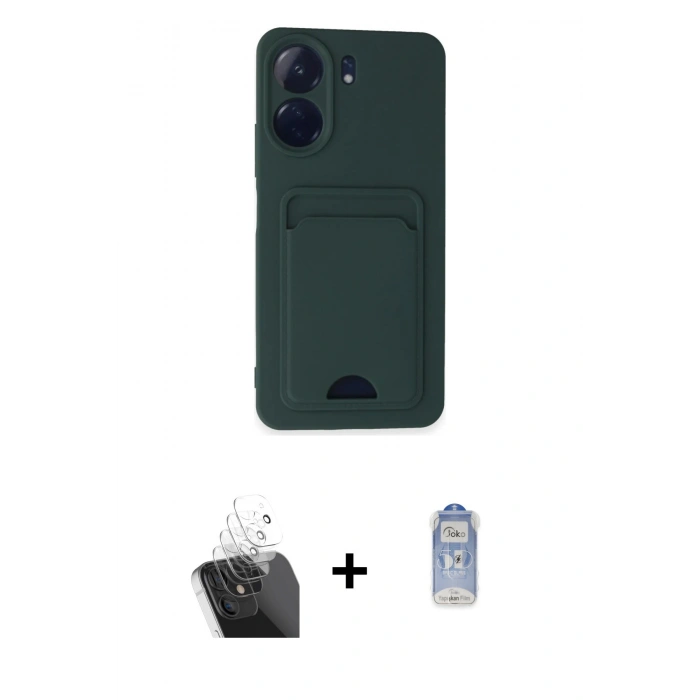 MARSİLYAN™- Redmi 13C Kılıf Vadi Çizgi Prime - Siyah Joko Magic 5D Cam + Şeffaf Kamera Lens Koruma Cam