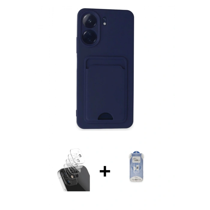 MARSİLYAN™- Redmi 13C Kılıf Vadi Çizgi Prime - Siyah Joko Magic 5D Cam + Şeffaf Kamera Lens Koruma Cam