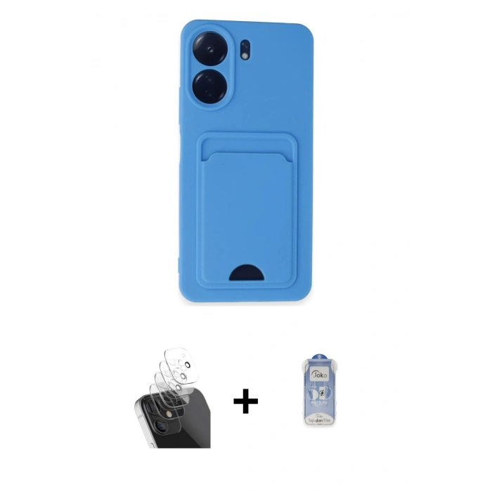 MARSİLYAN™- Redmi 13C Kılıf Vadi Çizgi Prime - Siyah Joko Magic 5D Cam + Şeffaf Kamera Lens Koruma Cam