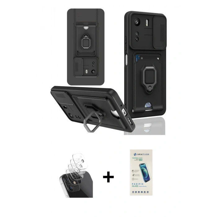 MARSİLYAN™- Redmi 13C Kılıf Vadi Form Prime - Şeffaf Pasifik Cam Ekran Koruyucu + Kamera Lens Koruma Cam - SF