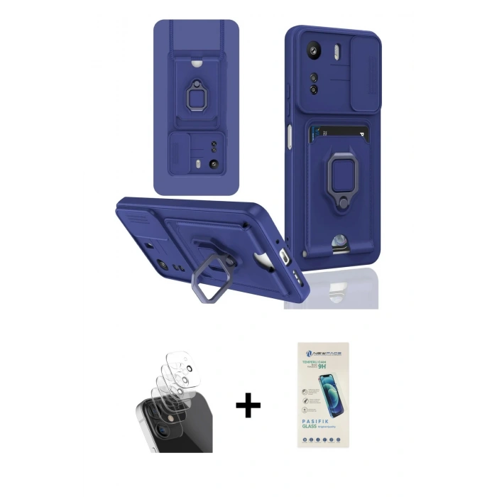 MARSİLYAN™- Redmi 13C Kılıf Vadi Form Prime - Şeffaf Pasifik Cam Ekran Koruyucu + Kamera Lens Koruma Cam - SF