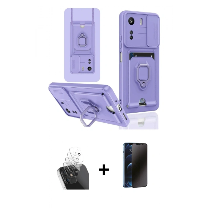 MARSİLYAN™- Redmi 13C Kılıf Vadi Form Prime - Siyah 3D Antistatik Hayalet Cam Ekran Koruyucu + Kamera Lens Koruma Cam - SF