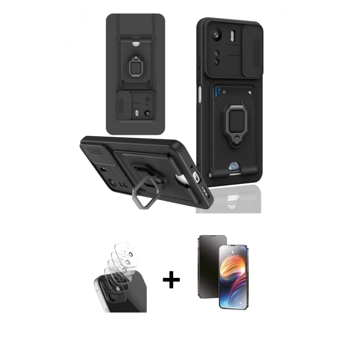 MARSİLYAN™- Redmi 13C Kılıf Vadi Form Prime - Siyah 3D Antistatik Mat Seramik Nano Ekran Koruyucu + Kamera Lens Koruma Cam - SF