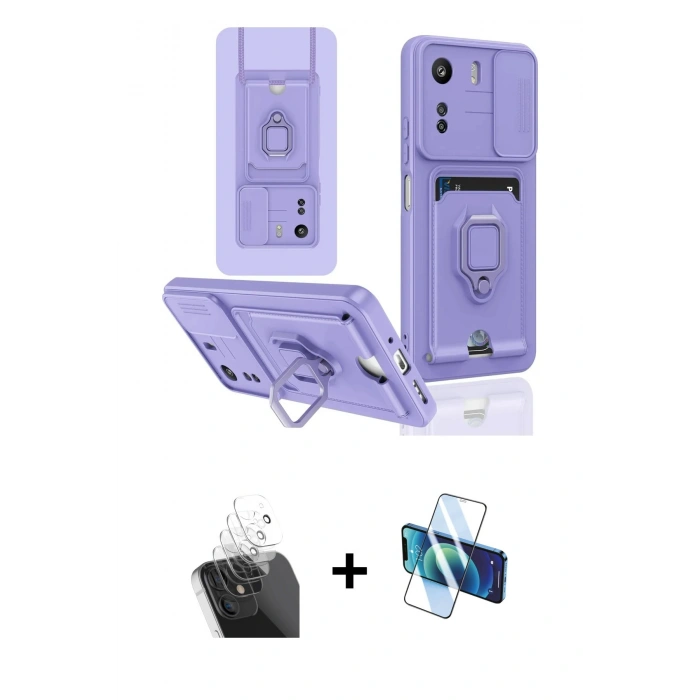 MARSİLYAN™- Redmi 13C Kılıf Vadi Form Prime - Siyah 3D Antistatik Seramik Nano Ekran Koruyucu + Kamera Lens Koruma Cam - SF