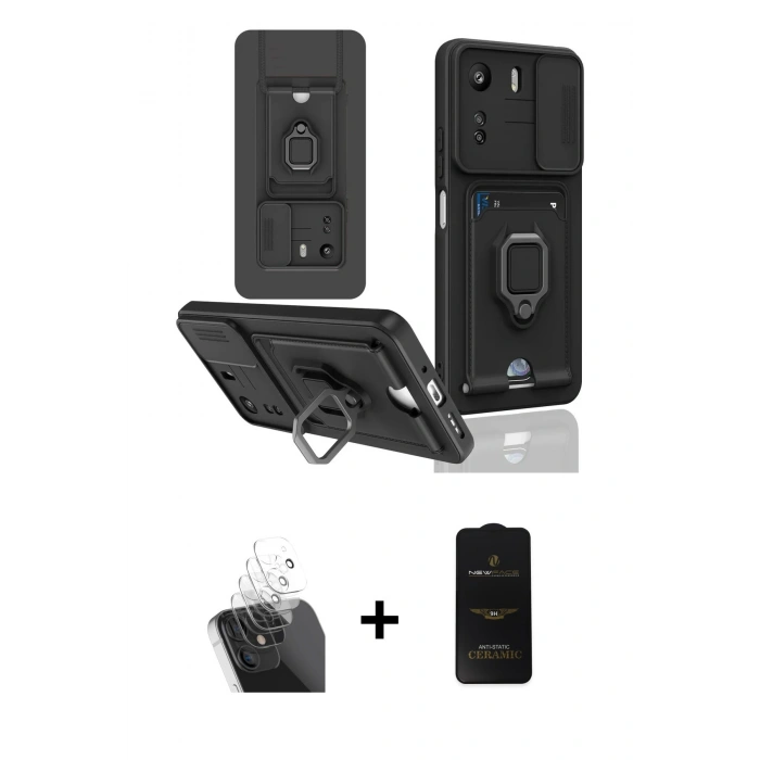 MARSİLYAN™- Redmi 13C Kılıf Vadi Form Prime - Siyah 6D Antistatik Mat Seramik Hayalet Nano Ekran Koruyucu + Kamera Lens Koruma Cam - SF