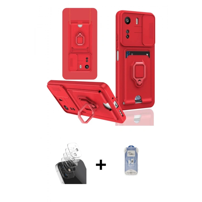 MARSİLYAN™- Redmi 13C Kılıf Vadi Form Prime - Siyah Joko Magic 5D Cam + Kamera Lens Koruma Cam - SF