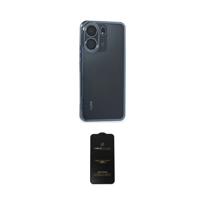 MARSİLYAN™- Redmi 13C Kılıf Vadi Minimal - Siyah 6D Antistatik Mat Seramik Hayalet Nano Ekran Koruyucu