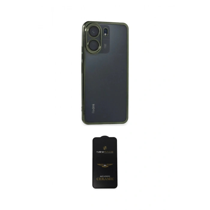 MARSİLYAN™- Redmi 13C Kılıf Vadi Minimal - Siyah 6D Antistatik Mat Seramik Hayalet Nano Ekran Koruyucu