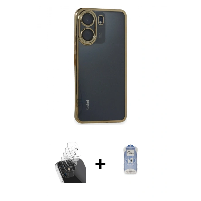 MARSİLYAN™- Redmi 13C Kılıf Vadi Minimal - Siyah Joko Magic 5D Cam + Kamera Lens Koruma Cam - SF