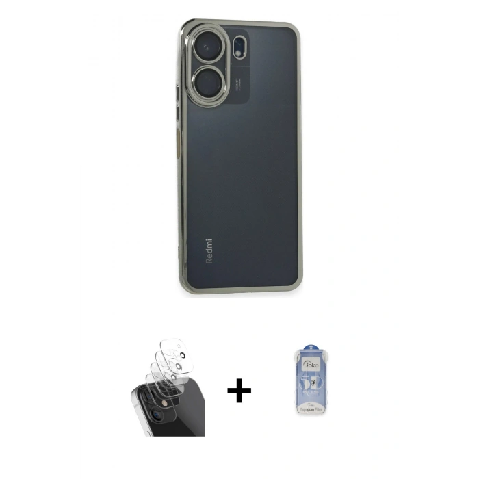 MARSİLYAN™- Redmi 13C Kılıf Vadi Minimal - Siyah Joko Magic 5D Cam + Kamera Lens Koruma Cam - SF