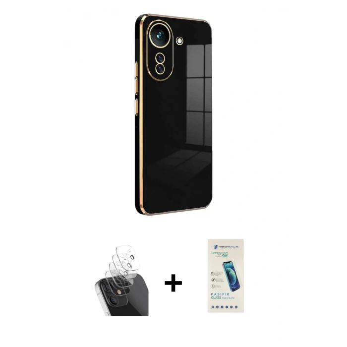 MARSİLYAN™- Redmi 13C Kılıf Yankı Serisi - Şeffaf Pasifik Cam Ekran Koruyucu + Kamera Lens Koruma Cam - SF