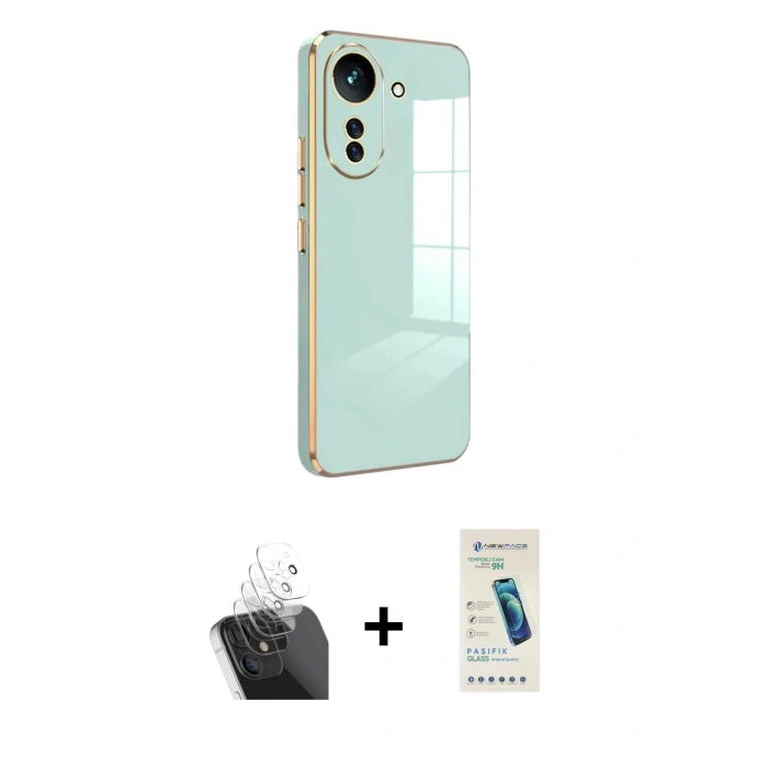 MARSİLYAN™- Redmi 13C Kılıf Yankı Serisi - Şeffaf Pasifik Cam Ekran Koruyucu + Kamera Lens Koruma Cam - SF
