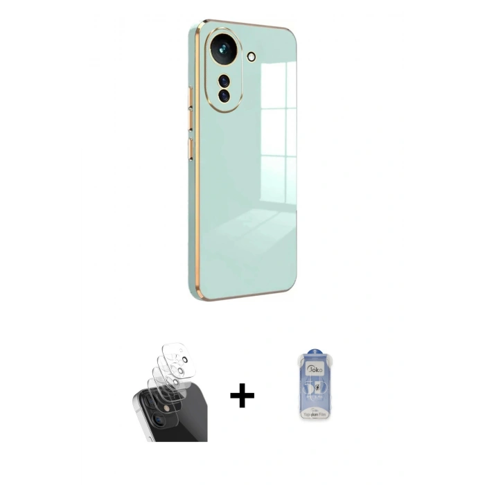 MARSİLYAN™- Redmi 13C Kılıf Yankı Serisi - Siyah Joko Magic 5D Cam + Şeffaf Kamera Lens Koruma Cam