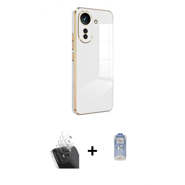 MARSİLYAN™- Redmi 13C Kılıf Yankı Serisi - Siyah Joko Magic 5D Cam + Şeffaf Kamera Lens Koruma Cam