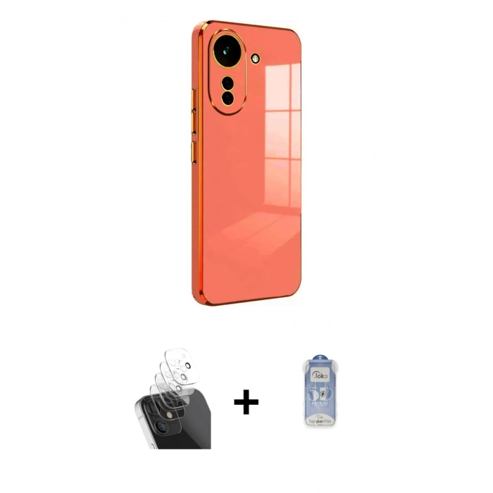 MARSİLYAN™- Redmi 13C Kılıf Yankı Serisi - Siyah Joko Magic 5D Cam + Şeffaf Kamera Lens Koruma Cam