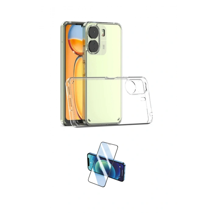 MARSİLYAN™- Redmi 13C Kılıf Zirve Doku - Siyah 3D Antistatik Seramik Nano Ekran Koruyucu