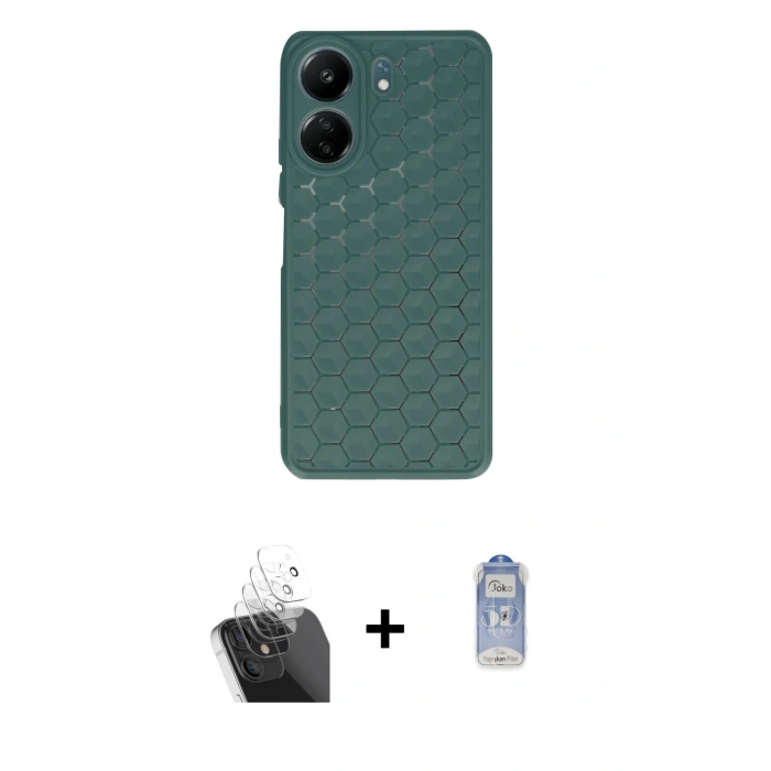 MARSİLYAN™- Redmi 13C Kılıf Zirve Form - Siyah Joko Magic 5D Cam + Kamera Lens Koruma Cam - SF