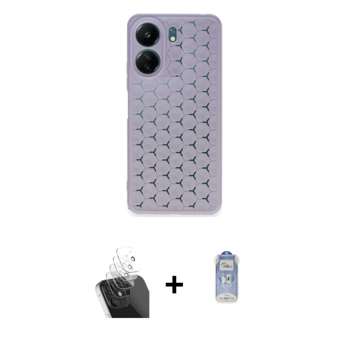 MARSİLYAN™- Redmi 13C Kılıf Zirve Form - Siyah Joko Magic 5D Cam + Kamera Lens Koruma Cam - SF