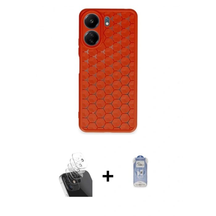 MARSİLYAN™- Redmi 13C Kılıf Zirve Form - Siyah Joko Magic 5D Cam + Kamera Lens Koruma Cam - SF