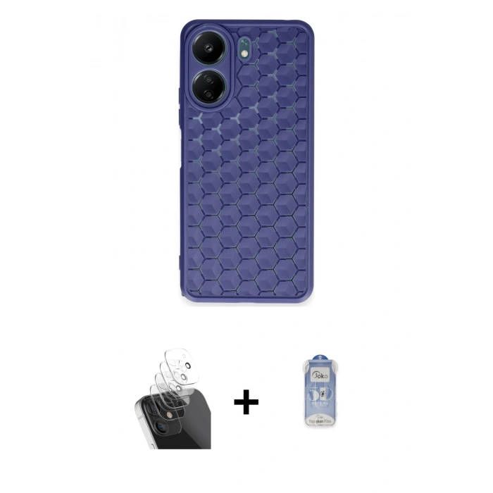 MARSİLYAN™- Redmi 13C Kılıf Zirve Form - Siyah Joko Magic 5D Cam + Kamera Lens Koruma Cam - SF