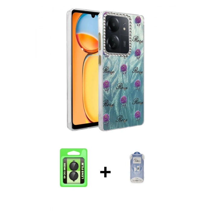 MARSİLYAN™- Redmi 13C Kılıf Zirve Modern Prime - Siyah Joko Magic 5D Cam + Raze Metal Kamera Lens - SH
