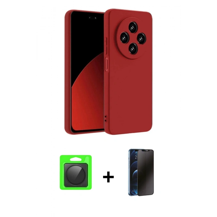 MARSİLYAN™- Redmi 14C Kılıf Ahenk Serisi - Siyah 3D Antistatik Hayalet Cam Ekran Koruyucu + Raze Metal Kamera Lens - SH