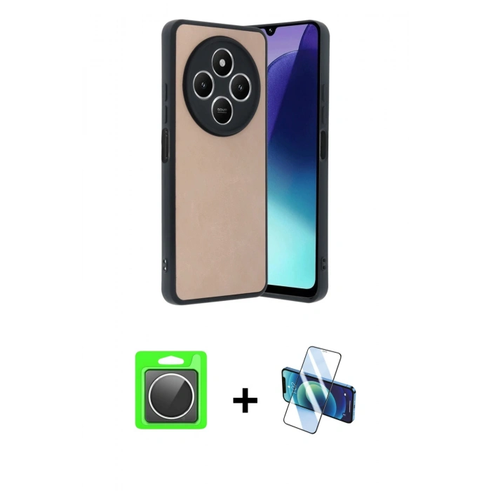 MARSİLYAN™- Redmi 14C Kılıf Kıvılcım Işık Serisi - Siyah 3D Antistatik Seramik Nano Ekran Koruyucu + Raze Metal Kamera Lens - GS
