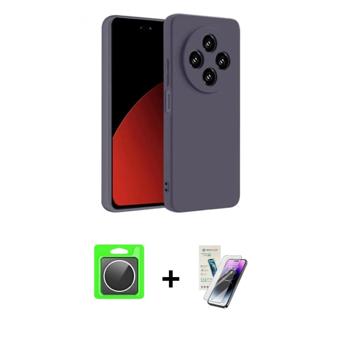 MARSİLYAN™- Redmi 14C Kılıf Kozmos Yansıma Özel Seri - Şeffaf Pasifik Cam Ekran Koruyucu + Raze Metal Kamera Lens - GS
