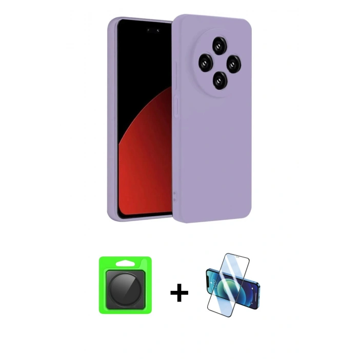 MARSİLYAN™- Redmi 14C Kılıf Kozmos Yansıma Özel Seri - Siyah 3D Antistatik Cam Ekran Koruyucu + Raze Metal Kamera Lens - SH