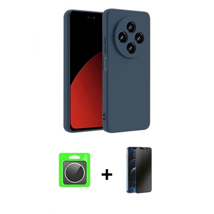 MARSİLYAN™- Redmi 14C Kılıf Kozmos Yansıma Özel Seri - Siyah 3D Antistatik Hayalet Cam Ekran Koruyucu + Raze Metal Kamera Lens - GS
