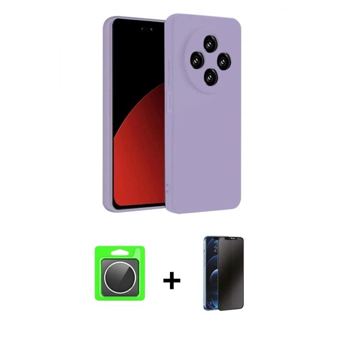 MARSİLYAN™- Redmi 14C Kılıf Kozmos Yansıma Özel Seri - Siyah 3D Antistatik Hayalet Cam Ekran Koruyucu + Raze Metal Kamera Lens - GS