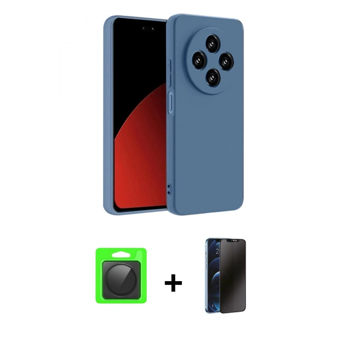 MARSİLYAN™- Redmi 14C Kılıf Kozmos Yansıma Özel Seri - Siyah 3D Antistatik Hayalet Cam Ekran Koruyucu + Raze Metal Kamera Lens - SH