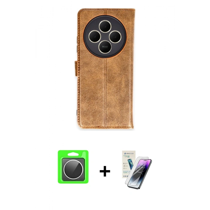 MARSİLYAN™- Redmi 14C Kılıf Siluet Işık Serisi - Şeffaf Pasifik Cam Ekran Koruyucu + Raze Metal Kamera Lens - GS