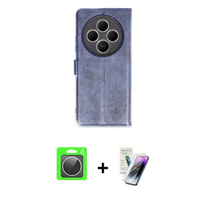 MARSİLYAN™- Redmi 14C Kılıf Siluet Işık Serisi - Şeffaf Pasifik Cam Ekran Koruyucu + Raze Metal Kamera Lens - GS