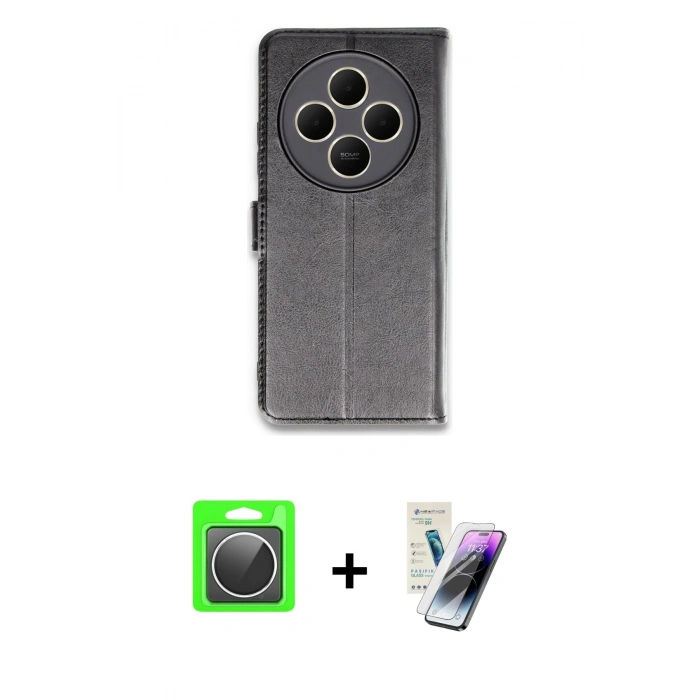 MARSİLYAN™- Redmi 14C Kılıf Siluet Işık Serisi - Şeffaf Pasifik Cam Ekran Koruyucu + Raze Metal Kamera Lens - GS