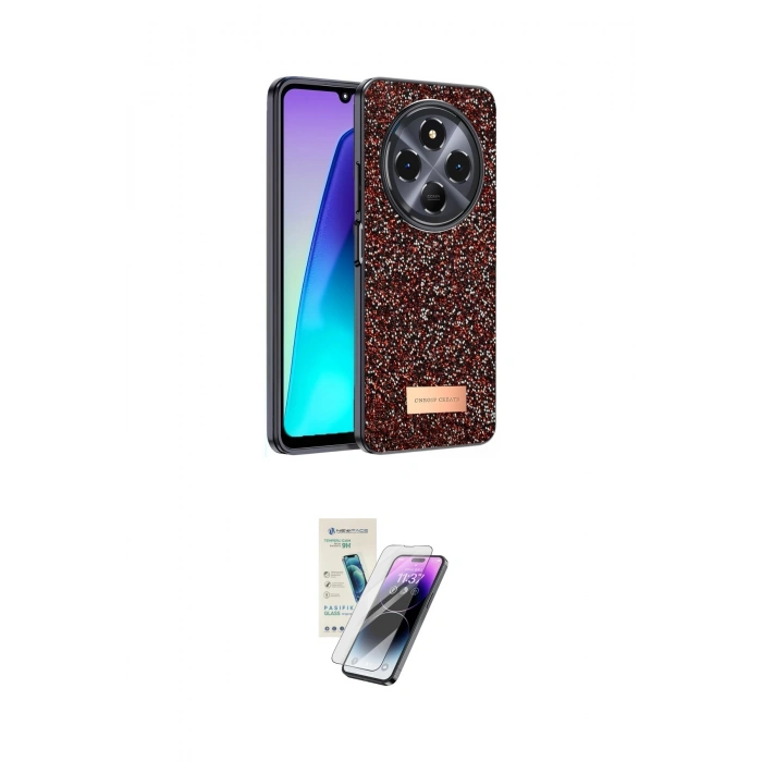 MARSİLYAN™- Redmi 14C Kılıf Vadi Klasik Serisi - Şeffaf Pasifik Cam Ekran Koruyucu